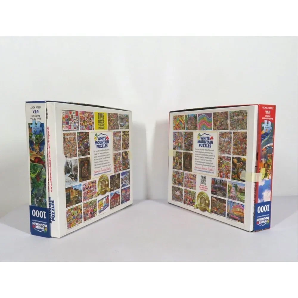 White Mountain Puzzles Birds of the Back Yard & Mediterranean Harbor 1000 PC
